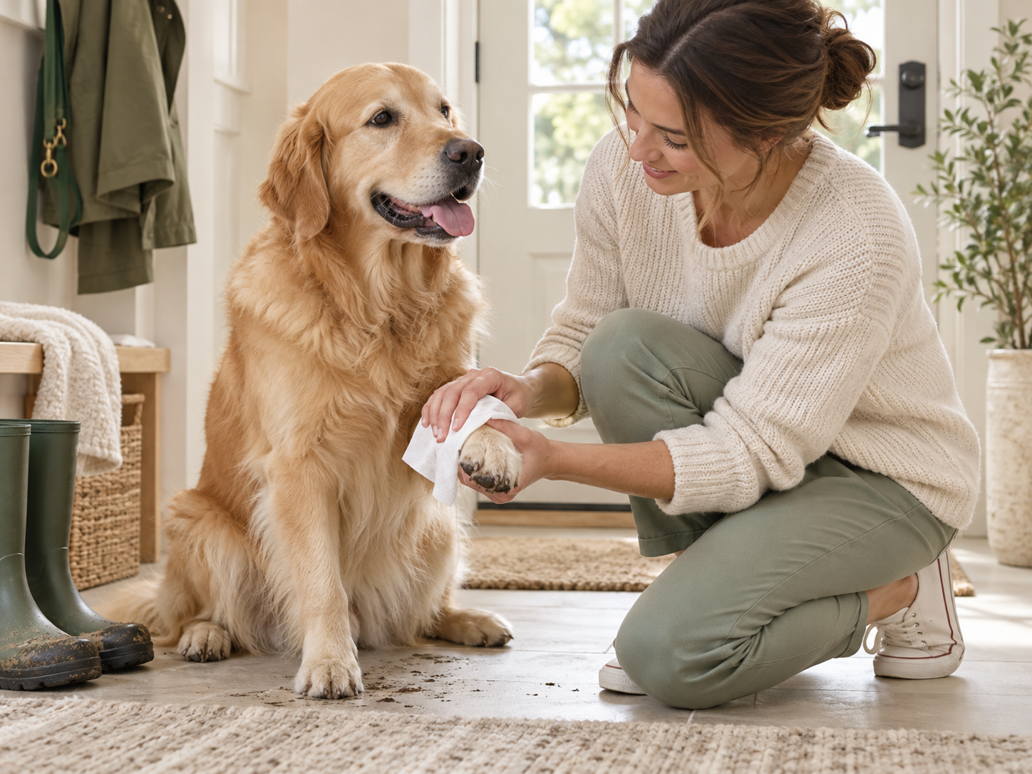 Pet Care wet wipes usage scene